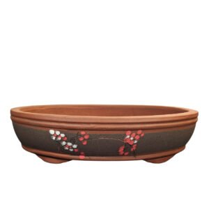 unglazed oval bonsai pot