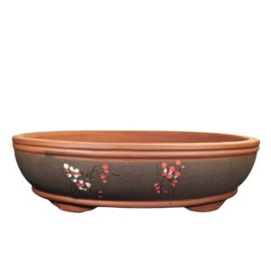 painted oval bonsai pot