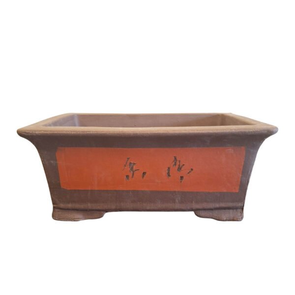 Unglazed painted bonsai pot